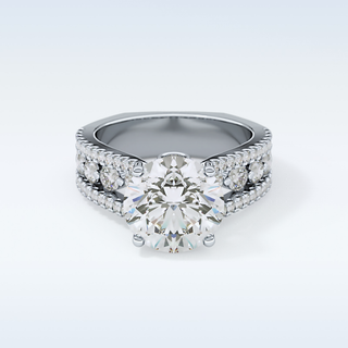 3.19 CT Split Shank & Pave Engagement Ring Featuring Round Moissanite