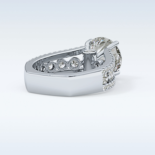 3.19 CT Split Shank & Pave Engagement Ring Featuring Round Moissanite