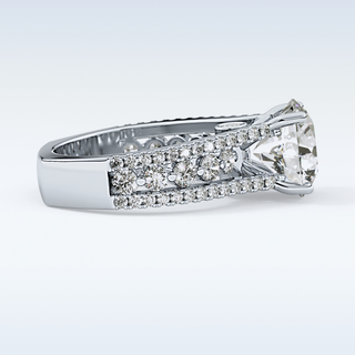 3.19 CT Split Shank & Pave Engagement Ring Featuring Round Moissanite