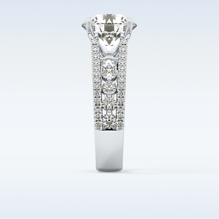 3.19 CT Split Shank & Pave Engagement Ring Featuring Round Moissanite