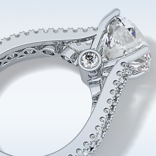3.19 CT Split Shank & Pave Engagement Ring Featuring Round Moissanite