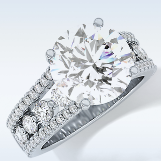 3.19 CT Split Shank & Pave Engagement Ring Featuring Round Moissanite