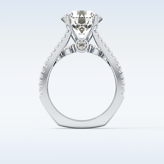 3.19 CT Split Shank & Pave Engagement Ring Featuring Round Moissanite