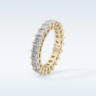 Beautiful Full Eternity Wedding Band with 3.83 CT Princess Cut Moissanite