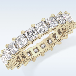 Beautiful Full Eternity Wedding Band with 3.83 CT Princess Cut Moissanite