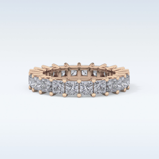 Beautiful Full Eternity Wedding Band with 3.83 CT Princess Cut Moissanite