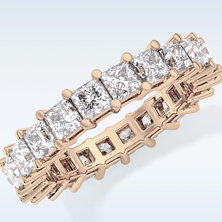 Beautiful Full Eternity Wedding Band with 3.83 CT Princess Cut Moissanite