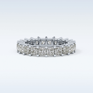 Beautiful Full Eternity Wedding Band with 3.83 CT Princess Cut Moissanite