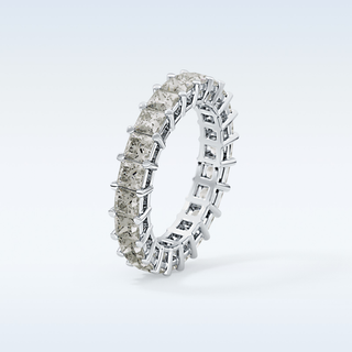 Beautiful Full Eternity Wedding Band with 3.83 CT Princess Cut Moissanite