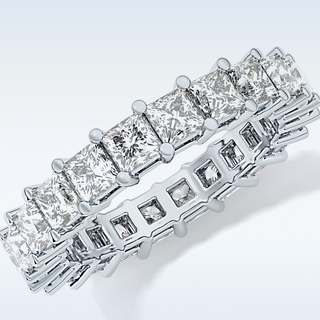 Beautiful Full Eternity Wedding Band with 3.83 CT Princess Cut Moissanite
