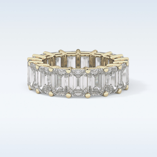 Beautiful Full Eternity Wedding Band with 10.23 CT Emerald Cut Moissanite