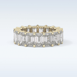 Beautiful Full Eternity Wedding Band with 10.23 CT Emerald Cut Moissanite