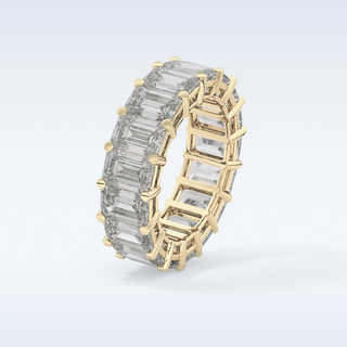 Beautiful Full Eternity Wedding Band with 10.23 CT Emerald Cut Moissanite