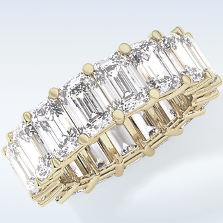 Beautiful Full Eternity Wedding Band with 10.23 CT Emerald Cut Moissanite