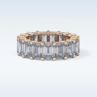 Beautiful Full Eternity Wedding Band with 10.23 CT Emerald Cut Moissanite