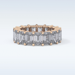 Beautiful Full Eternity Wedding Band with 10.23 CT Emerald Cut Moissanite