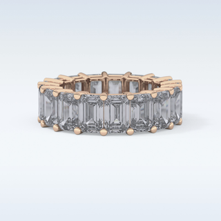 Beautiful Full Eternity Wedding Band with 10.23 CT Emerald Cut Moissanite