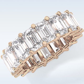Beautiful Full Eternity Wedding Band with 10.23 CT Emerald Cut Moissanite