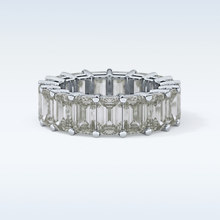 Beautiful Full Eternity Wedding Band with 10.23 CT Emerald Cut Moissanite