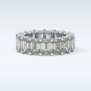 Beautiful Full Eternity Wedding Band with 10.23 CT Emerald Cut Moissanite