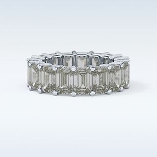 Beautiful Full Eternity Wedding Band with 10.23 CT Emerald Cut Moissanite