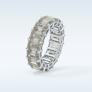 Beautiful Full Eternity Wedding Band with 10.23 CT Emerald Cut Moissanite