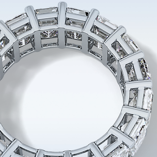 Beautiful Full Eternity Wedding Band with 10.23 CT Emerald Cut Moissanite
