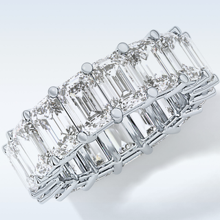 Beautiful Full Eternity Wedding Band with 10.23 CT Emerald Cut Moissanite