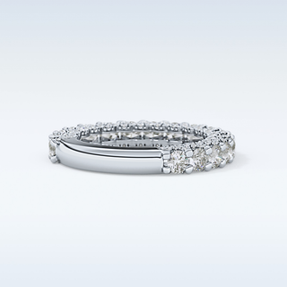 Beautiful Half Eternity Wedding Band with 1.83 CT Round Cut Moissanite