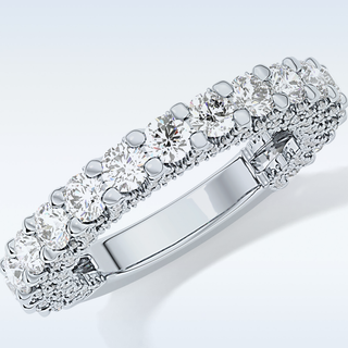 Beautiful Half Eternity Wedding Band with 1.83 CT Round Cut Moissanite