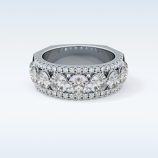 Beautiful Half Eternity Wedding Band with 2.67 CT Round Cut Moissanite