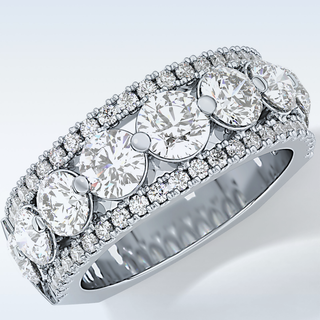 Beautiful Half Eternity Wedding Band with 2.67 CT Round Cut Moissanite
