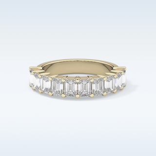 Beautiful Half Eternity Wedding Band with 2.26 CT Emerald Cut Moissanite