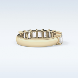 Beautiful Half Eternity Wedding Band with 2.26 CT Emerald Cut Moissanite