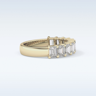 Beautiful Half Eternity Wedding Band with 2.26 CT Emerald Cut Moissanite