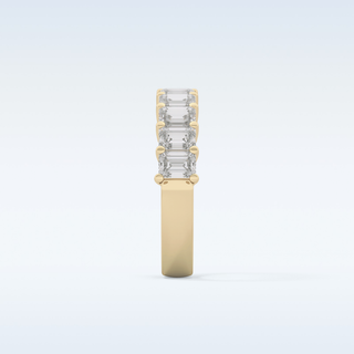 Beautiful Half Eternity Wedding Band with 2.26 CT Emerald Cut Moissanite
