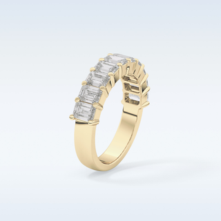 Beautiful Half Eternity Wedding Band with 2.26 CT Emerald Cut Moissanite