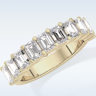 Beautiful Half Eternity Wedding Band with 2.26 CT Emerald Cut Moissanite