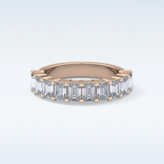 Beautiful Half Eternity Wedding Band with 2.26 CT Emerald Cut Moissanite