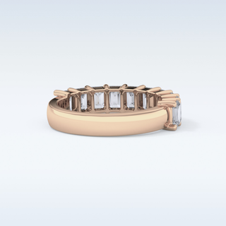 Beautiful Half Eternity Wedding Band with 2.26 CT Emerald Cut Moissanite