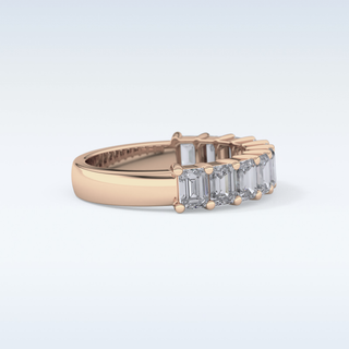 Beautiful Half Eternity Wedding Band with 2.26 CT Emerald Cut Moissanite
