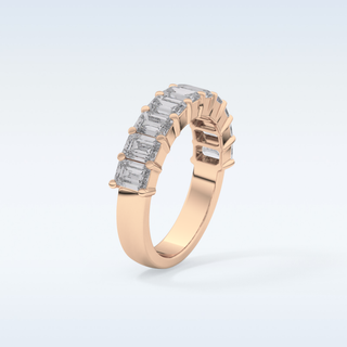Beautiful Half Eternity Wedding Band with 2.26 CT Emerald Cut Moissanite