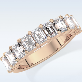 Beautiful Half Eternity Wedding Band with 2.26 CT Emerald Cut Moissanite