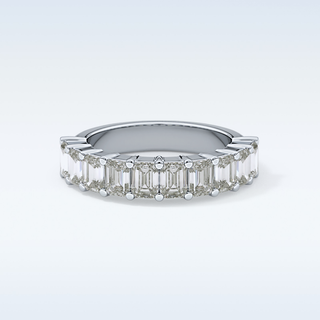 Beautiful Half Eternity Wedding Band with 2.26 CT Emerald Cut Moissanite