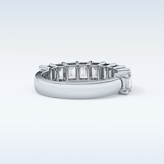 Beautiful Half Eternity Wedding Band with 2.26 CT Emerald Cut Moissanite