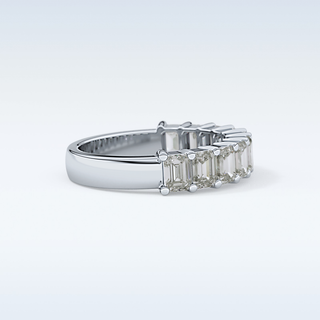 Beautiful Half Eternity Wedding Band with 2.26 CT Emerald Cut Moissanite