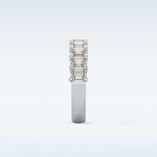 Beautiful Half Eternity Wedding Band with 2.26 CT Emerald Cut Moissanite