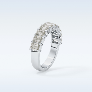 Beautiful Half Eternity Wedding Band with 2.26 CT Emerald Cut Moissanite