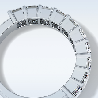 Beautiful Half Eternity Wedding Band with 2.26 CT Emerald Cut Moissanite