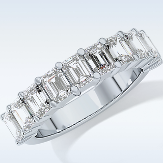 Beautiful Half Eternity Wedding Band with 2.26 CT Emerald Cut Moissanite